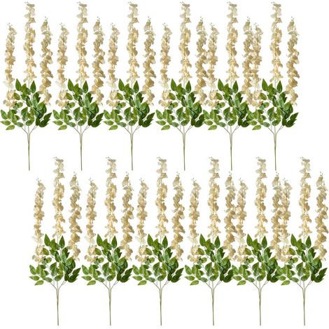 Lot de 12 Branches de Fleurs Artificielles en Plastique Jaune 110 cm pour Décoration Intérieure - PANGIVO (1/2)