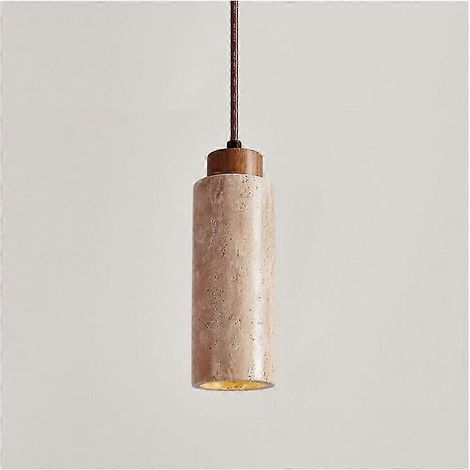 Suspension en travertin 2025, lampe de table à manger, lustre japonais Wabi-Sabi, suspension en marbre jaune (1/5)