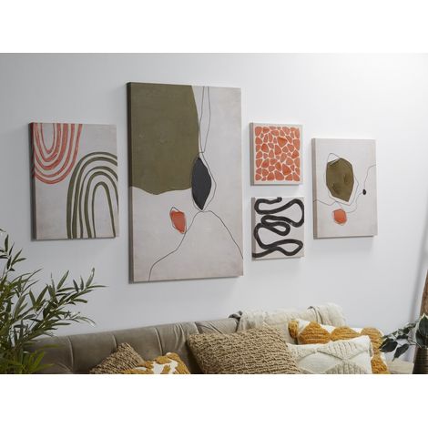 Abstrakte grüne bedruckte Leinwand, 50 % Öl, 60 x 90 cm, 5er-Set, 60 x 2 x 90 cm (1/5)