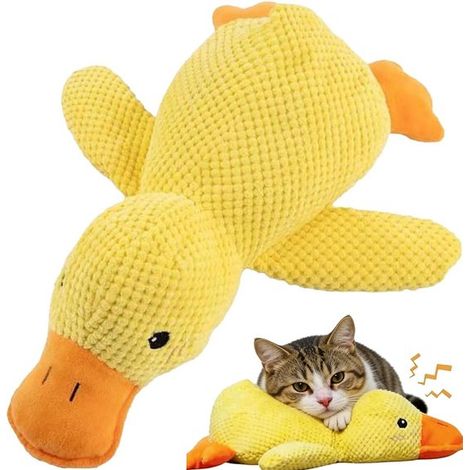 Jouet canard pour chien 22 x 25 cm avec couineur, jouet sonore et interactif pour chiens et chats, compagnon de jeu pour petits chiens (1/5)