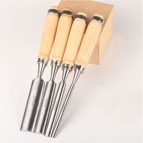 Ciseaux A Bois Demi-rond - 6 mm 12 mm 18 mm 24 mm - Pour Menuiserie Précision - Lot De 4 (1/2)