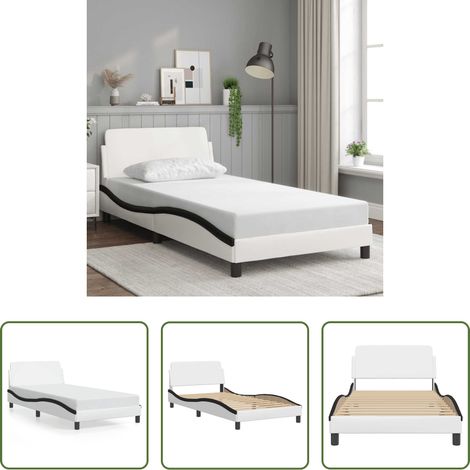Kunstlederbett - Bettgestell "Dover" Weiß und Schwarz 100x200 cm Kunstleder (1/5)