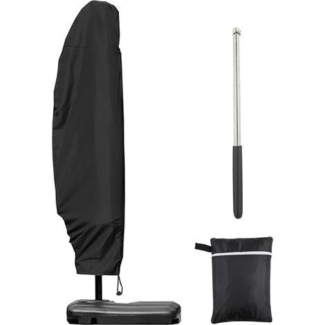 Housse de Protection pour Parasol Deporte 3m 4m, Housse de Parasol Déporté avec 1,4m de Long Fermeture Éclair, Protection pour Parasol Deporte avec Tige Télescopique, 280x30/80/45 cm (1/5)