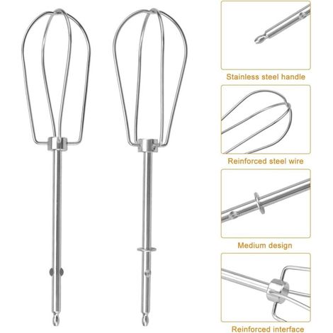 Bardusch A Lot de 2 fouets pour batteur à main de rechange Mélangeur à main Mélangeur à main Robot de cuisine émulsifiants Kit mélangeur de rechange pour mélangeur à main (1/5)