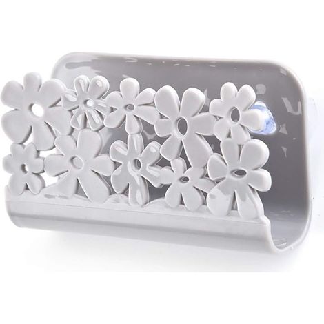 Porte-éponge à ventouse, support de rangement, chiffons adhésifs, éponge de cuisine, support à ventouse pour éponge à récurer, gris (1/5)