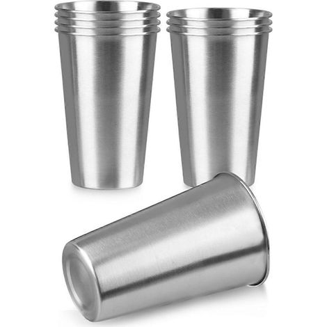 Lot de 8 tasses en acier inoxydable de 47 cm, tasses en acier inoxydable, chopes à bière, bouteilles d'eau, empilables, R (1/5)