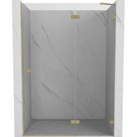 Mexen Lunar Dusch-Schwingtür rechts 130 cm, transparent, gebürstetes Gold - 834-130-000-55-00-P