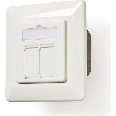 Caja de pared de red en la pared puertos de 2 puertos cat6a recto mujer chapado en oro pvc blanco bolsa de plastico