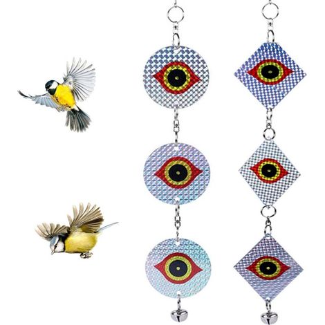 Balcón Ahuyentador De Palomas, Ahuyentador De Palomas Ahuyentador De Aves Reflectante Repelente De Ojos De Búho con Campana Ahuyentador De Aves,2