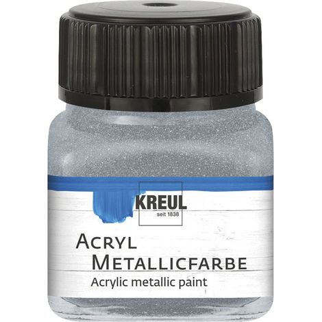 Peinture acrylique métallisée, 20 ml verre argenté, peinture acrylique glamour à effet métallique à base d'eau, couvrante et crémeuse, séchage rapide et résistante à l'eau (1/4)