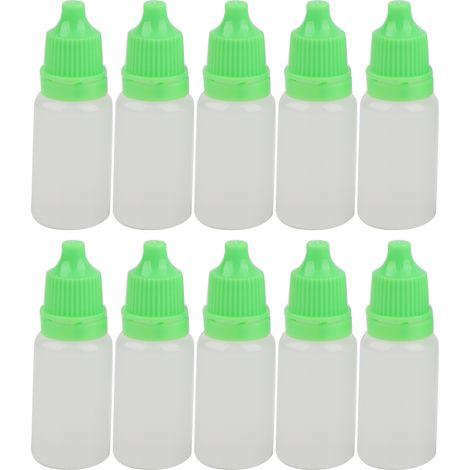 50 Flacons Vides de 10ml pour Gouttes Oculaires, Récipient Souple Portable avec Bouchon Vert (1/5)