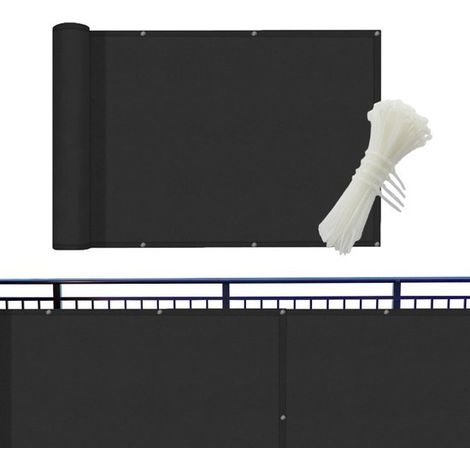 Mampara balcón, cubierta impermeable mayor privacidad, protección UV transparente, cordón ajustable, solar exterior, color blanco roto, 0,9 x 3 m (1/5)