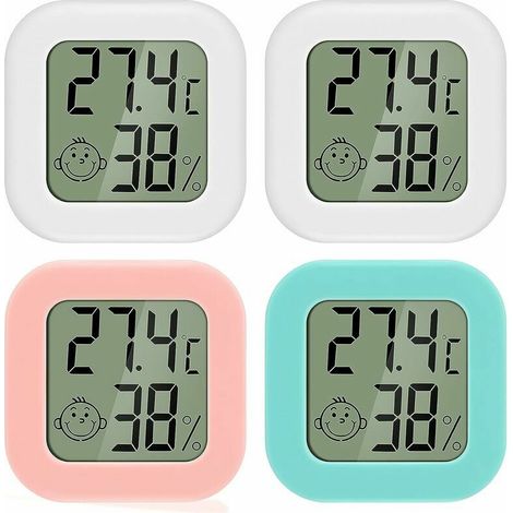 royaluxe - Mini LCD Numérique Thermomètre Intérieur Hygromètre Pack de 4 Thermo Hygromètre Portable Haute Précision Confort Affichage pour Salon Entrepôt Chambre Bébé Vestiaire (1/5)