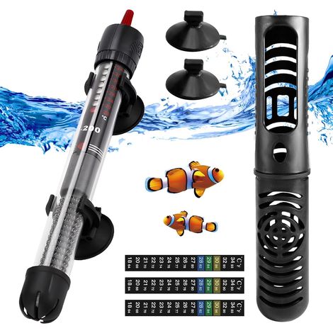 Chauffage d'aquarium 50 W 60 L, thermostat, barre de chauffage réglable, avec ventouses, chauffage d'aquarium, température réglable, pour réservoirs de poissons, thermomètre (1/5)