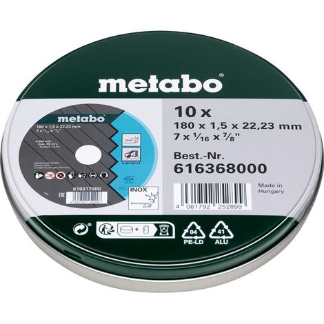 Metabo Trennscheiben SP 180x1,5x22,23 Inox, TF 41 , in Blechdose 10 Stk (1/2)