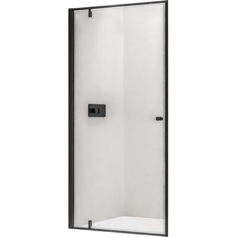BERNSTEIN - Parete doccia a nicchia 80x195cm, profilo nero opaco, vetro 6mm, Box doccia ad incasso 1 anta battente - NT604 FLEX	800 mm, Nero opaco