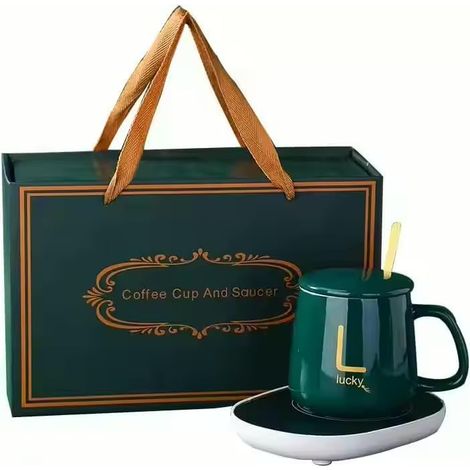 Taza de café de cerámica con calefacción eléctrica (verde) (1/5)