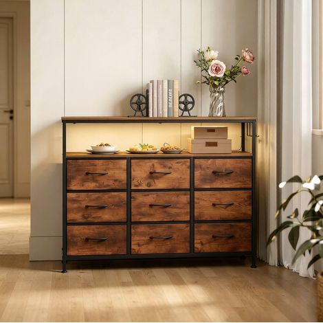Cassettiera con 9 cassetti, ripiani, illuminazione LED e ciabatta integrata 110 x 30 x 85 cm (1/5)
