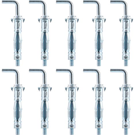 Chevilles à Plâtre M4 - Lot de 40 - Métal Galvanisé - Crochet Coudé L - Fixation Murs Creux - 45mm (1/5)