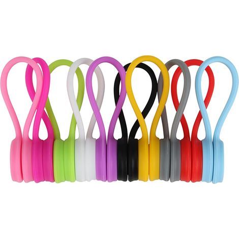 10 magnetische Kabelbinder, wiederverwendbare Kabelclips, magnetische Silikon-Kabelmanagementsysteme zum Organisieren und Gruppieren von Kabeln, Ladegeräten und mehr (1/5)