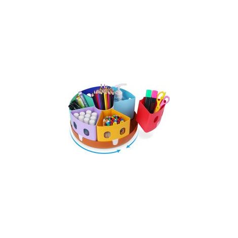 Organisateur rotatif pour matériel d'art - Fournitures scolaires et de bureau pour enfants - Rangement et organisation pour les activités manuelles à la maison et en classe (1/5)