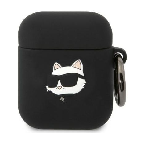 Karl Lagerfeld KLA2RUNCHK AirPods 1/2 Hülle schwarz/schwarz Silikon Choupette Kopf 3D (1/3)