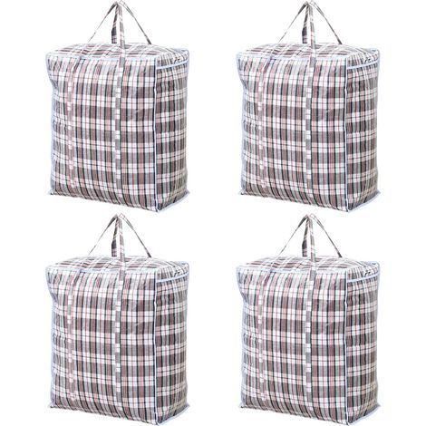 bolsas de almacenamiento grandes de 107 L con cremallera, fabricadas en polipropileno resistente, reutilizables y con asas. Ideales para guardar edredones, ropa y para mudanzas. (1/5)