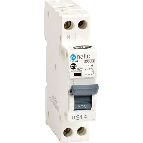 Disjoncteur unipolaire 10A type C – Courbe de déclenchement 3kA – Connexion à vis – Protection jusqu'à 2250W – Nalto - VIS 10 A (1/5)