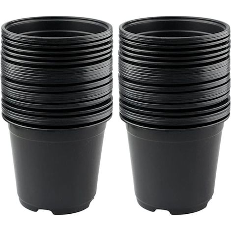 Filiyano-Lot de 50 pots en plastique noir de 15 cm pour plantes grasses, légumes et boutures KLB (1/5)