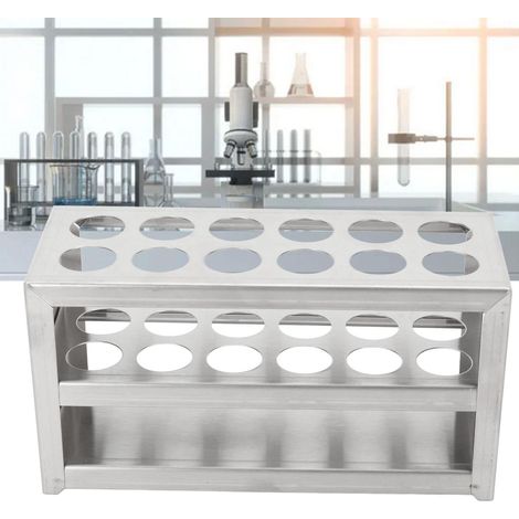 Support à tubes à essai en métal, 12 trous, 19 mm (0,75 pouce), robuste, 3 niveaux, en acier inoxydable pour laboratoire (1/5)