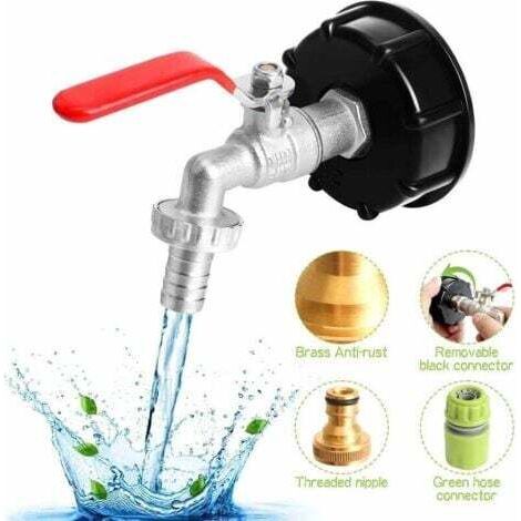 NALOOKAMIC Robinet IBC 1/2 pouce robinet de jardin IBC adaptateur de robinet de sortie de conteneur S60x6, robinet de sortie à bille en laiton antigel pour accessoires de réservoir d'eau de (1/4)