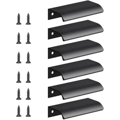 Maniglie ergonomiche nere per cassetti: design moderno, facile installazione, materiale resistente, adatte a diversi stili di arredamento. (1/5)