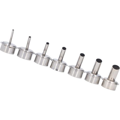 Kit de 7 buses pour pistolet à air chaud, diamètres de sortie : 3, 4, 5, 7, 8, 10 et 12 mm, en acier inoxydable. Embouts pour pistolet à air chaud. (1/5)