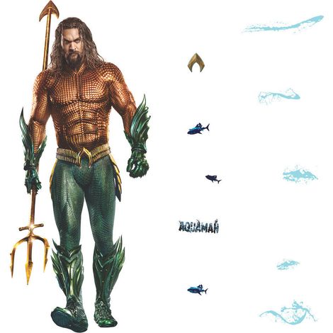 Stickers repositionnables - Aquaman avec le trident de Neptune -120x51 cm (1/5)