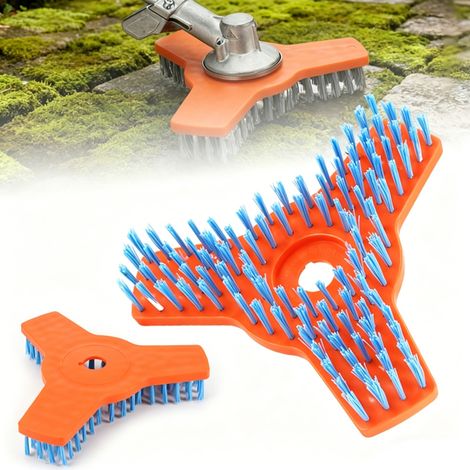 Tête de brosse de nettoyage pour tondeuse à gazon - Accessoires pour tondeuse à gazon, brosse à 3 têtes, brosse de nettoyage pour l'entretien des pelouses et le nettoyage des routes en mort (1/4)