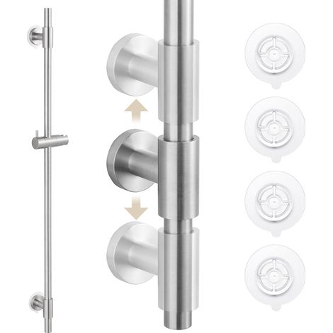 Barre de Douche sans Percage avec Support Pommeau de Douche Acier Inoxydable 18/8 Support de Douche Barre Coulissante de Douche 100CM Mural Brossé, F209S100DF-BS (1/5)