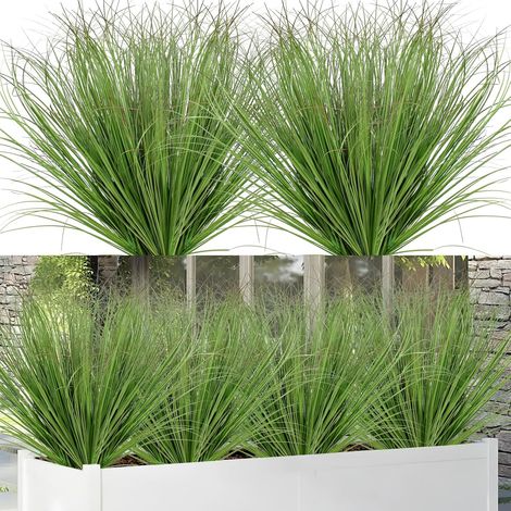 Plantes Artificielles d'Extérieur 28PCS Arbustes Verts Artificiels Plante d'herbe de Blé Artificielle Tiges de Verdure Artificielle pour Jardinière Décoration de Jardin (28, Vert foncé) (1/5)