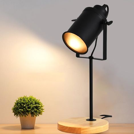 Lampe de Bureau Orientable, E27 Abat-jour Cylindrique, Noir (1/5)