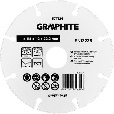 Lame de scie graphite 57t124 diamètre 115 mm épaisseur 1,2 mm