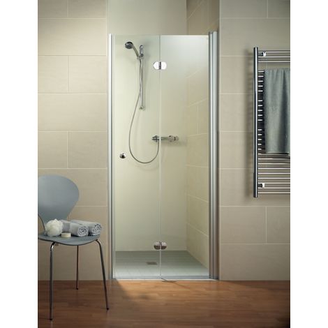 Schulte – Porte de douche pivotante-pliante 80 x 200 cm – Verre de sécurité 6 mm – Ouverture droite – Profilé chromé – Installation en niche