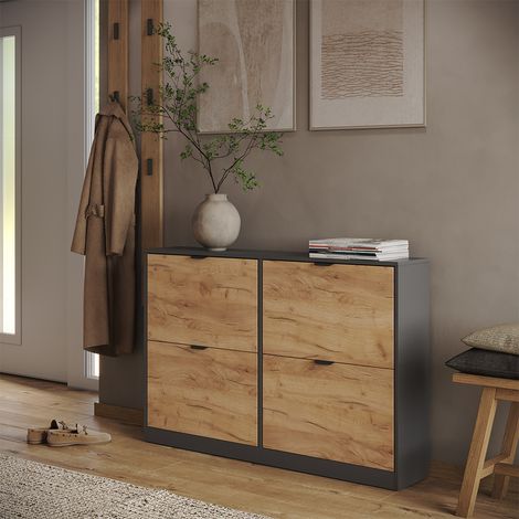 Schuhkipper Gizmo, Goldkraft Eiche/Anthrazit, 115 x 77.6 cm mit 2x2 Fächern, Vicco (1/5)