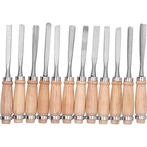 12-teiliges Set Drechselmeißel, Holznuten-Abstechwerkzeuge, Holzbearbeitungs-Schnitzzubehör, 8 Zoll