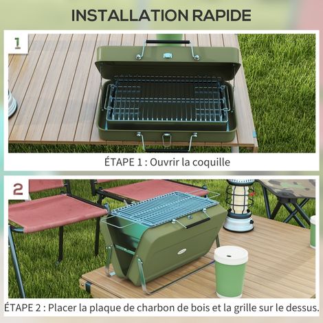 Mini Barbecue à Charbon de Bois Portable 47x30x28 cm, avec Charbon de ...