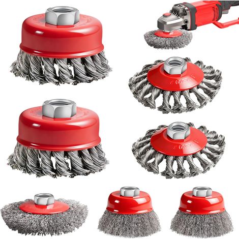 7 Pièces Brosse Métallique pour Meuleuse D'Angle, Filetage M14 (1/5)