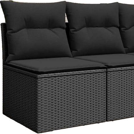 Sofá de exterior, estructura metálica, diseño resistente a la intemperie, color negro. (1/2)