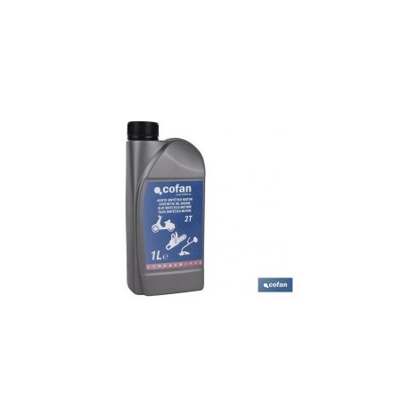 1 litre d'huile synthétique pour moteurs 2 temps, faible viscosité et pouvoir détergent élevé.