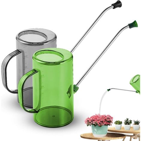 Arrosoir - Lot de 2 - Arrosoir en acier inoxydable à long bec - Arrosoir pour plantes d'intérieur - 1 litre - Convient aux plantes d'extérieur, au jardinage, aux plantes suspendues, aux succulentes et (1/5)