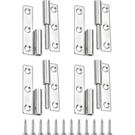 Lot de 4 charnières en acier inoxydable 304 62 mm x 35 mm Charnières de porte amovibles avec vis pour armoires à ouverture à gauche, caisses (1/5)