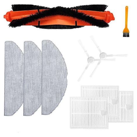 NALOOKAMIC Kit de remplacement d'accessoires pour aspirateur robot Xiaomi S20/D106 : brosse principale, brosses latérales, filtre HEPA et chiffon de nettoyage.