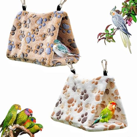 Paquete de 2 nidos para pájaros, hamacas para acurrucarse, cuevas colgantes para pájaros, camas para loros, casitas de granero, tiendas de campaña colgantes, periquitos y loros de cola larga. (1/5)